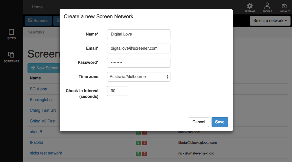 Setting up a Screen Network – Screener Support